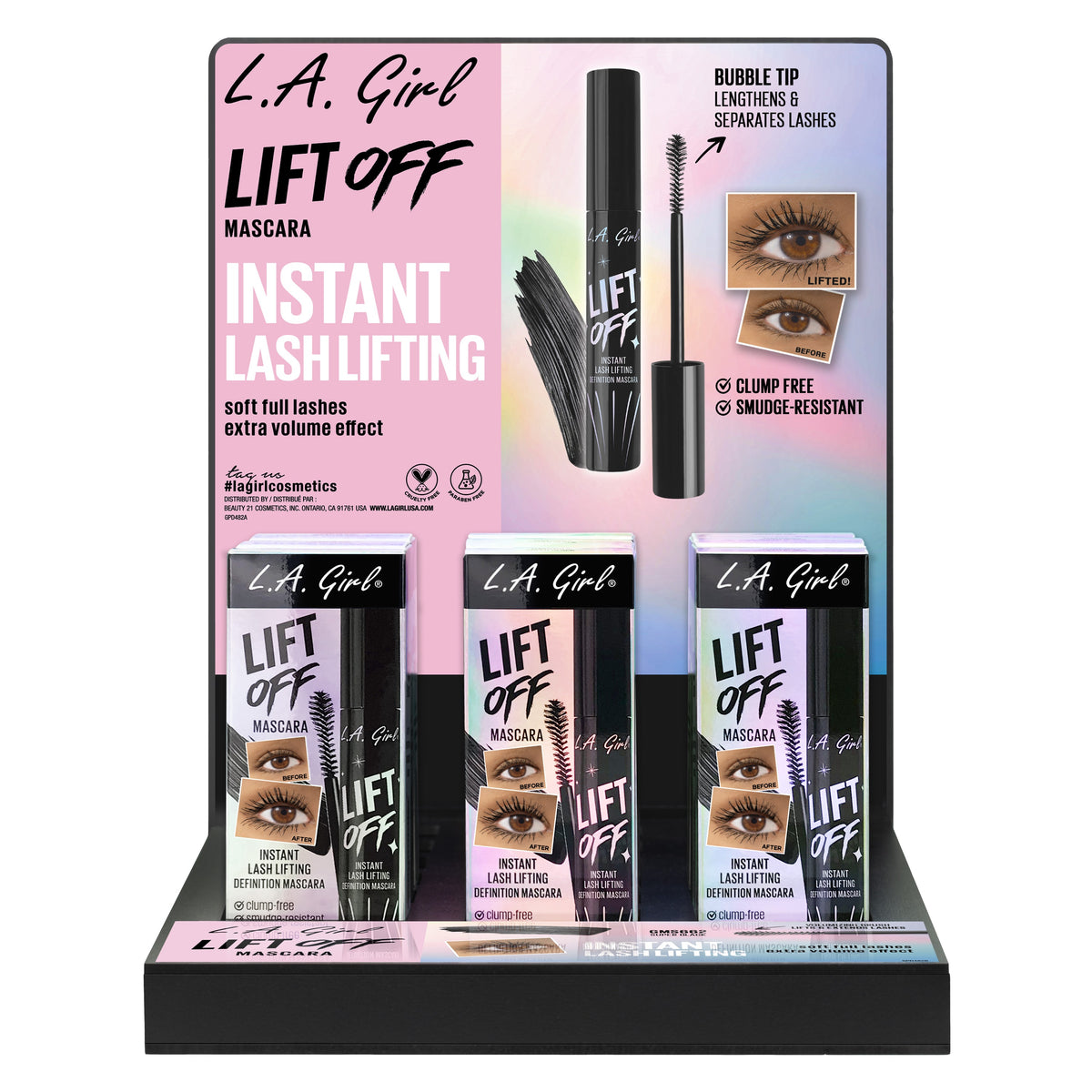 L.A. GIRL Lift Off Mascara Acrylic Display (0.38oz, 18pcs) (GPD482)
