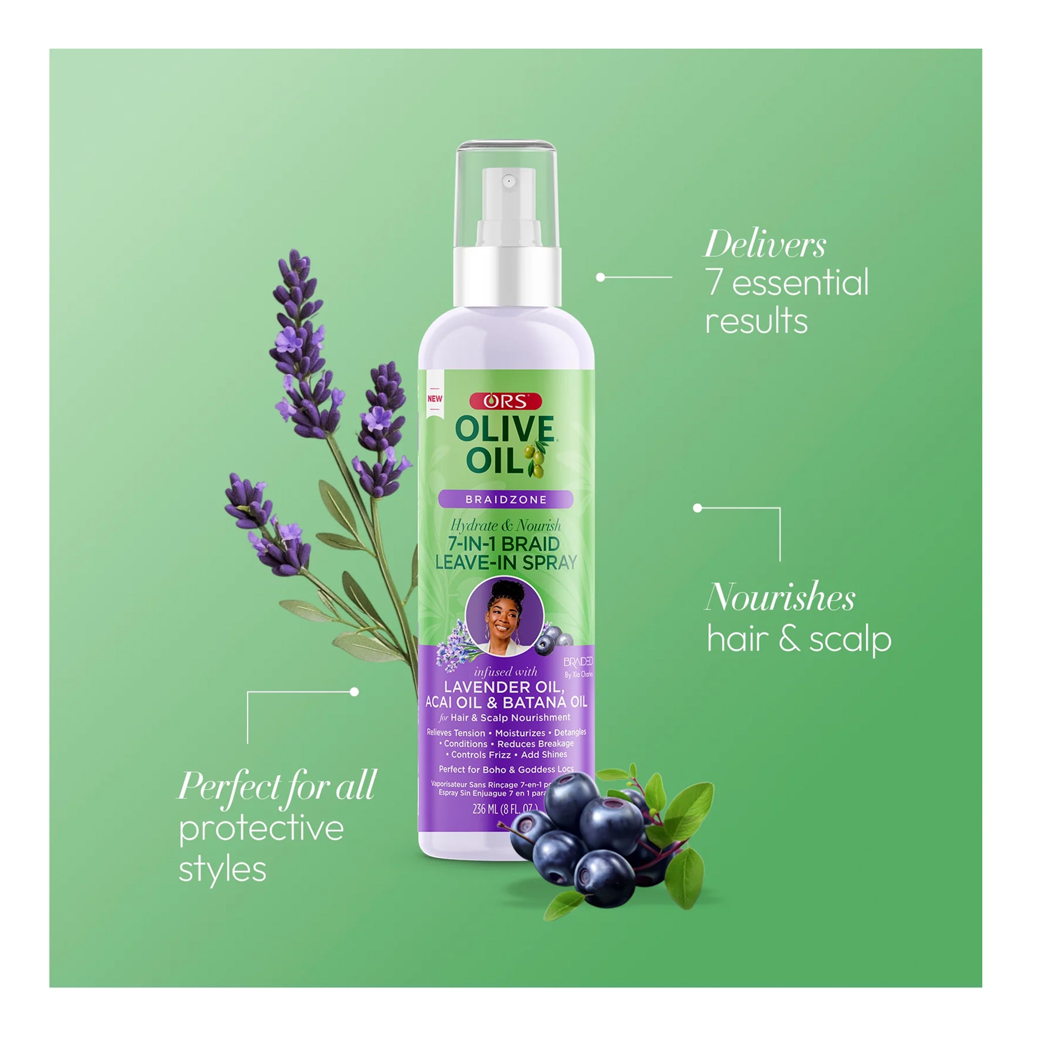 ORS Olive Oil Braidzone 7 In1 Braid Leave In Spray (8oz)