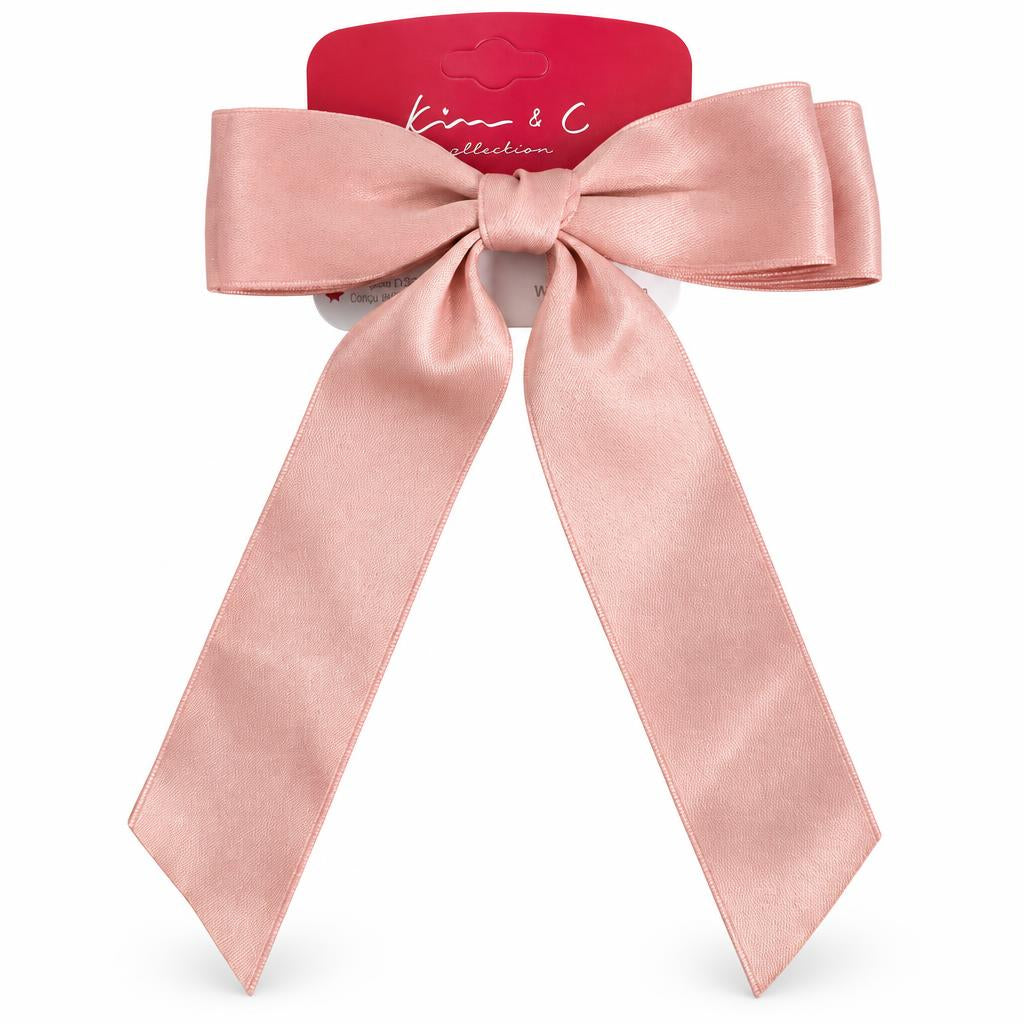 KIM & C Satin Long Tail Ribbon Bow Clip