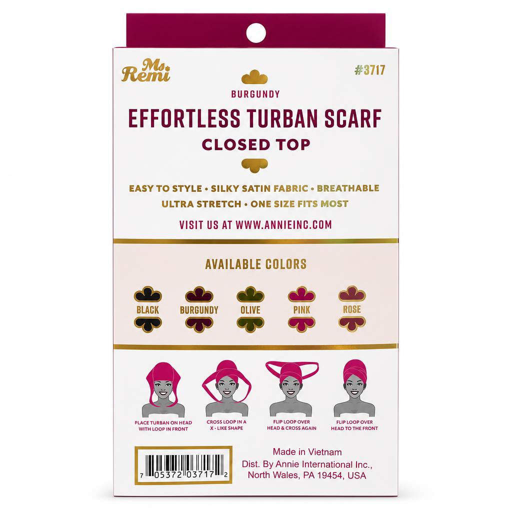 ANNIE Ms. Remi Effortless Turban Scarf Close Top - Burgundy & Olive