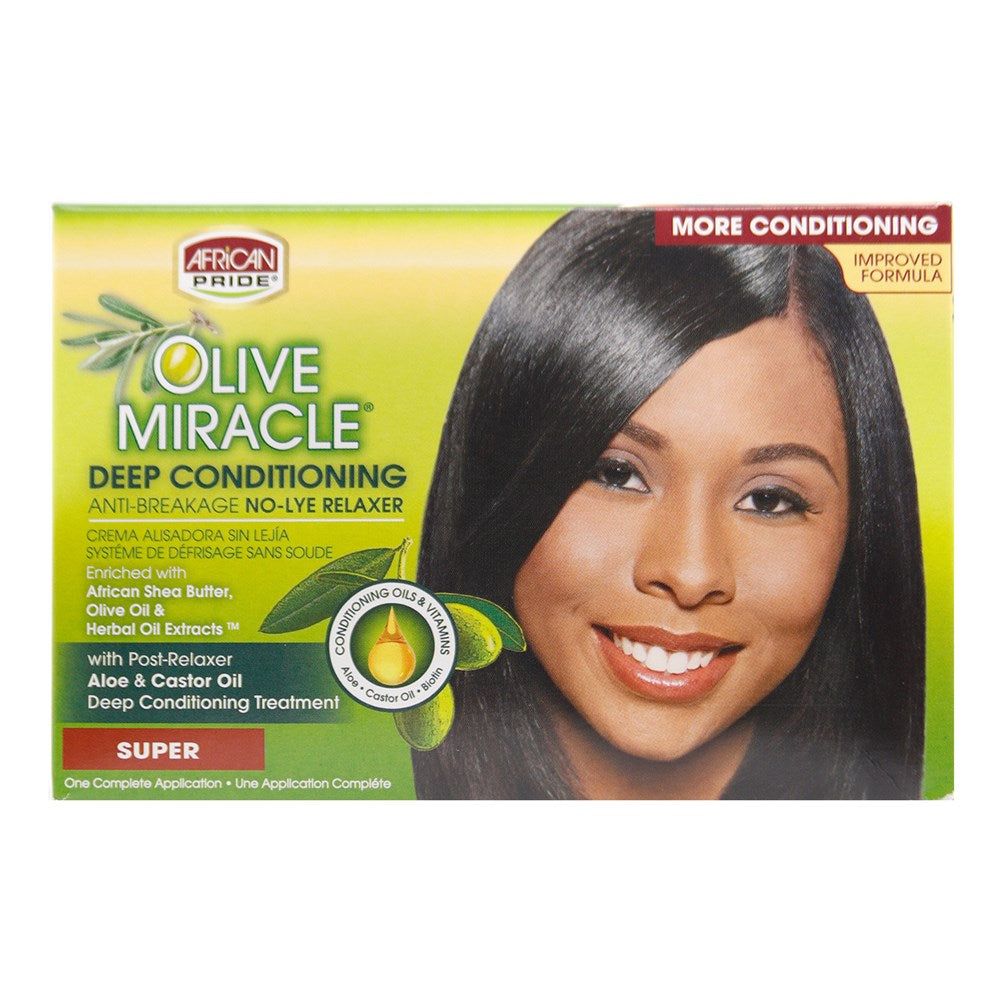 AFRICAN PRIDE Olive Miracle No-Lye Relaxer Kit [Super]