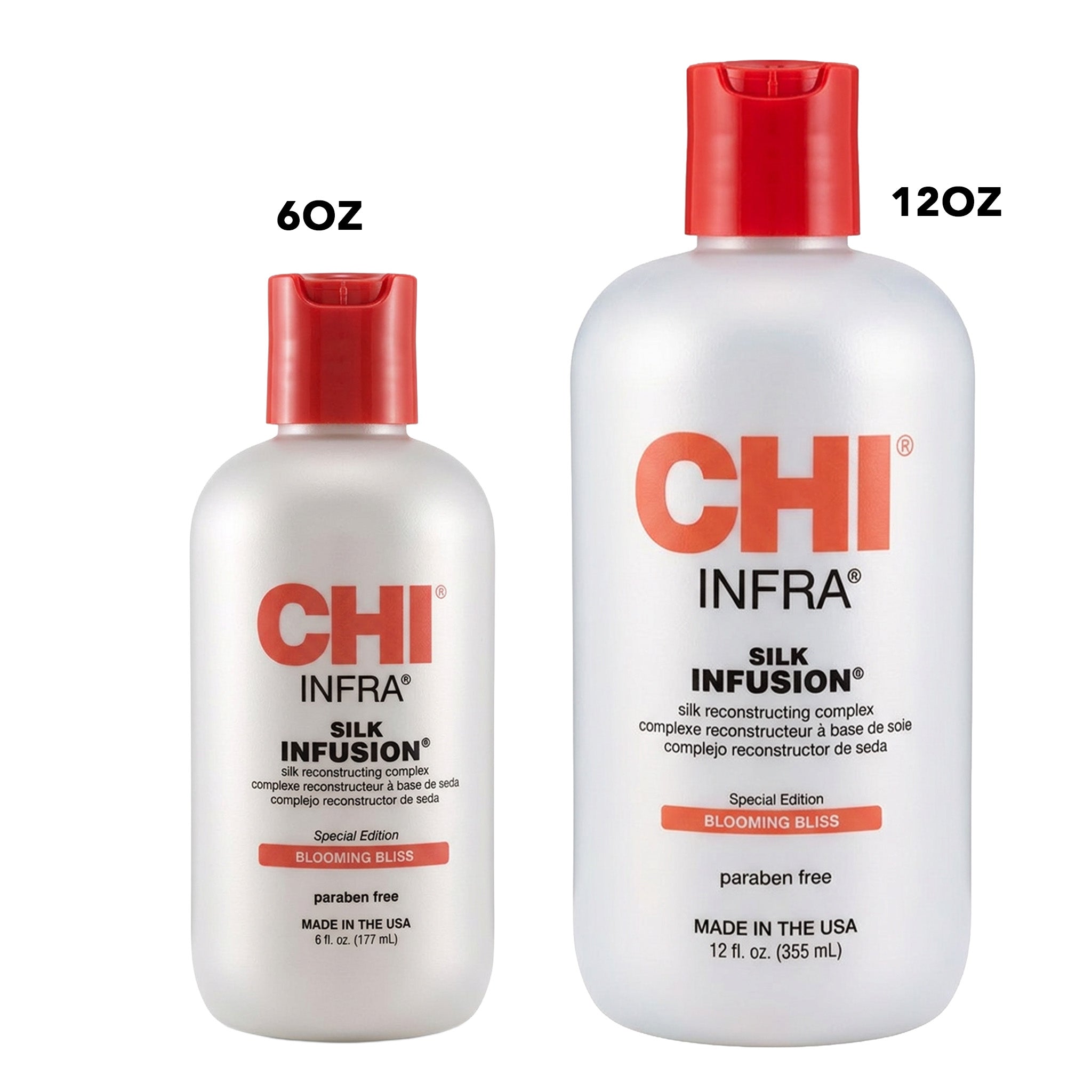 Two bottles of CHI Infra Silk Infusion on a white background