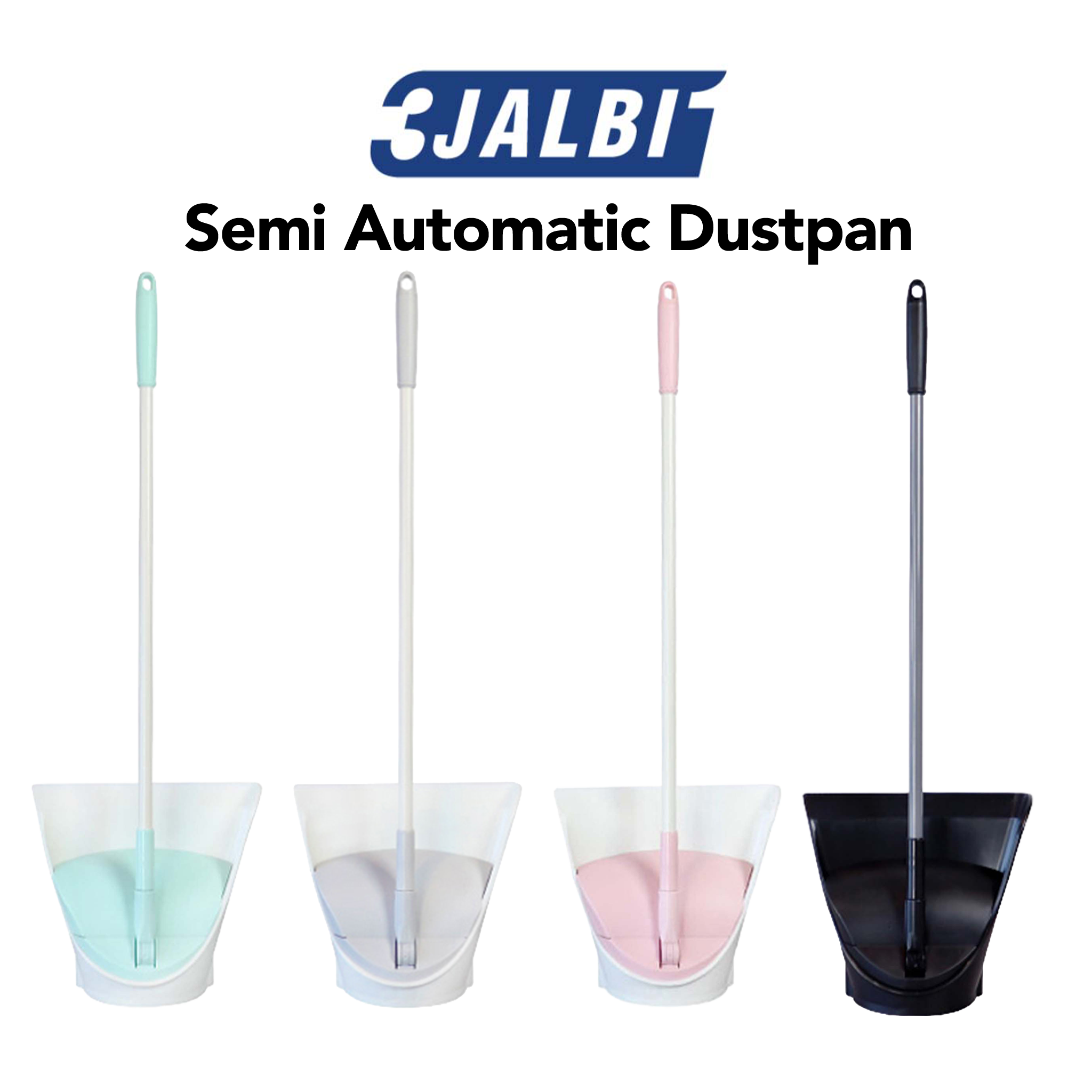 Semi-automatic dustpan with JALBIT branding on a white background