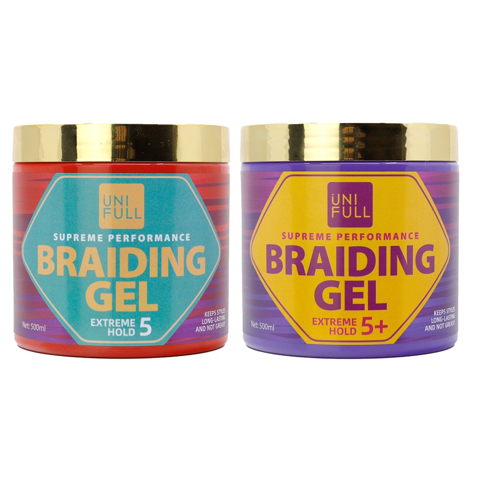 UNI FULL Braiding Gel Display [Extreme Hold 5 & 5+] (500ml, 6+6 pcs)