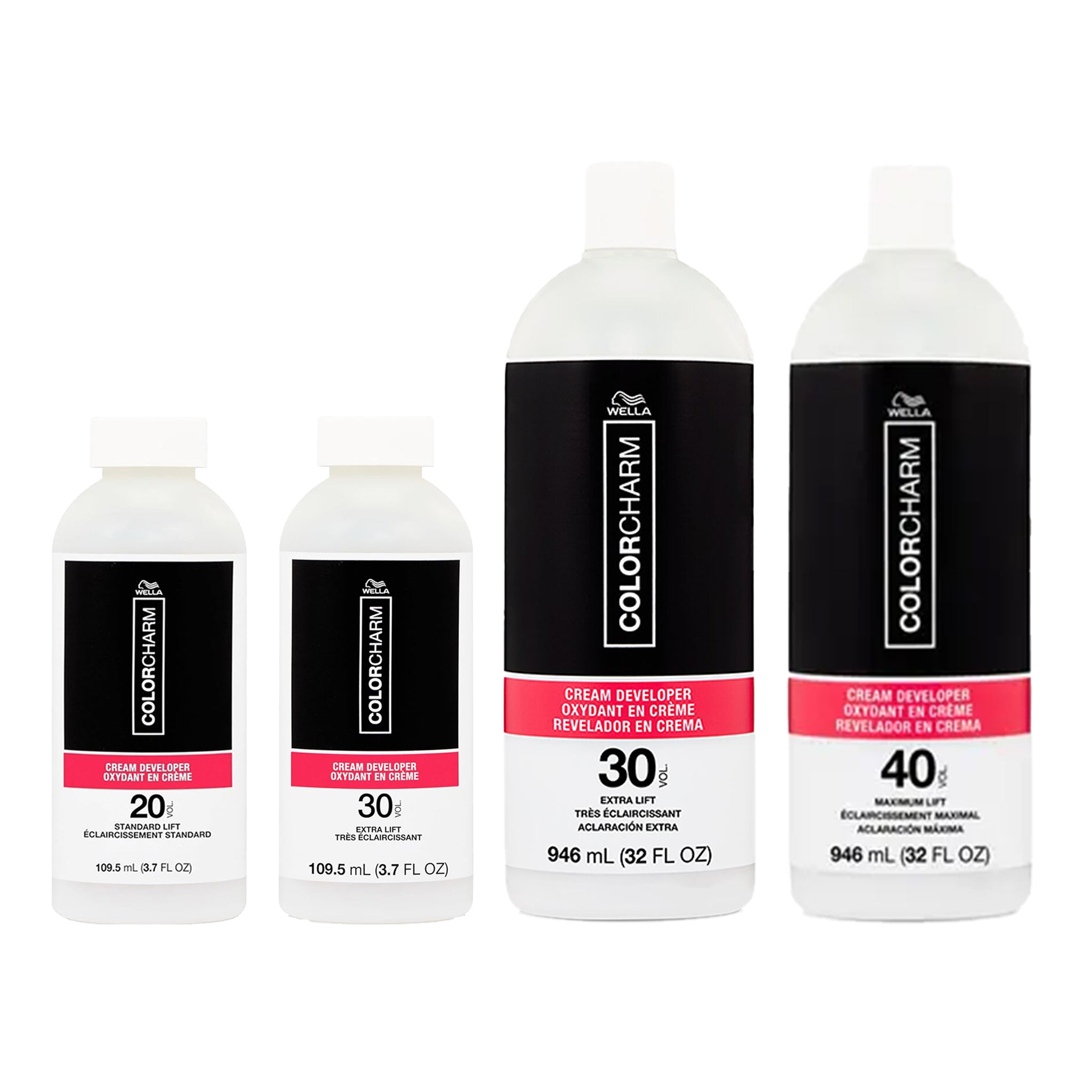 Set of Wella Color Charm hair color products on a white background