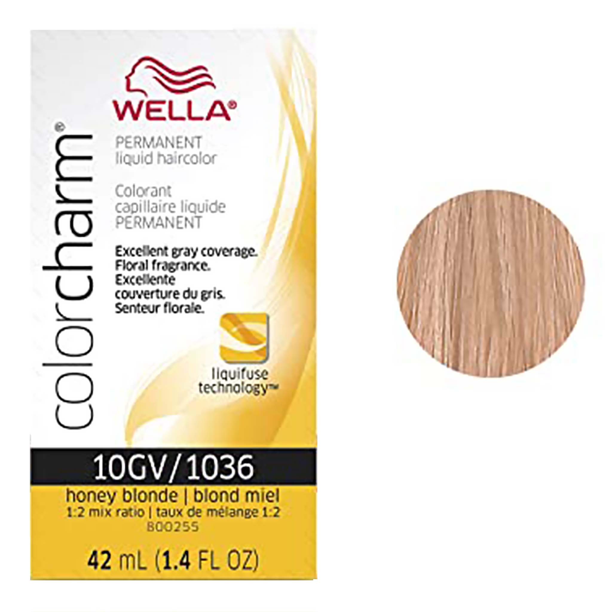 Wella Color Charm honey blonde hair color packaging on a white background