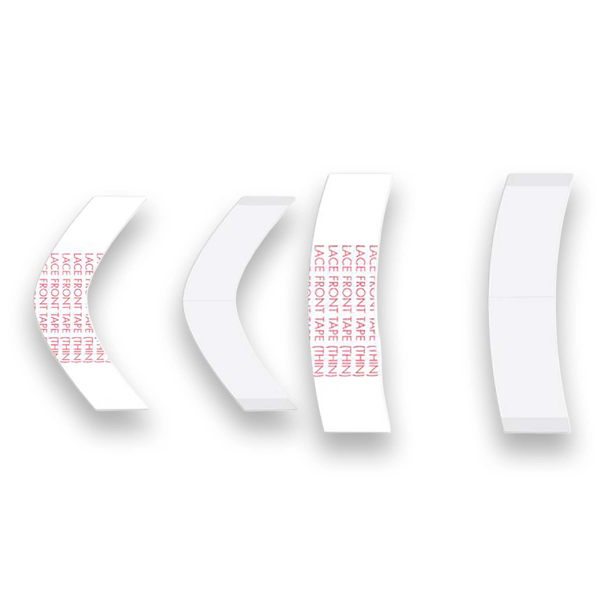 White earbuds with red text on a white background