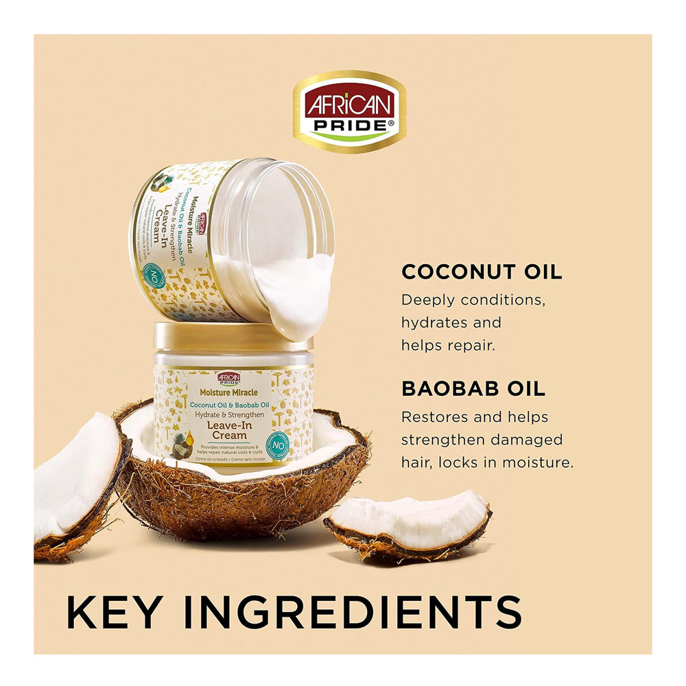 AFRICAN PRIDE Moisture Miracle Coconut & Baobab Oil Leave In Cream (15oz)