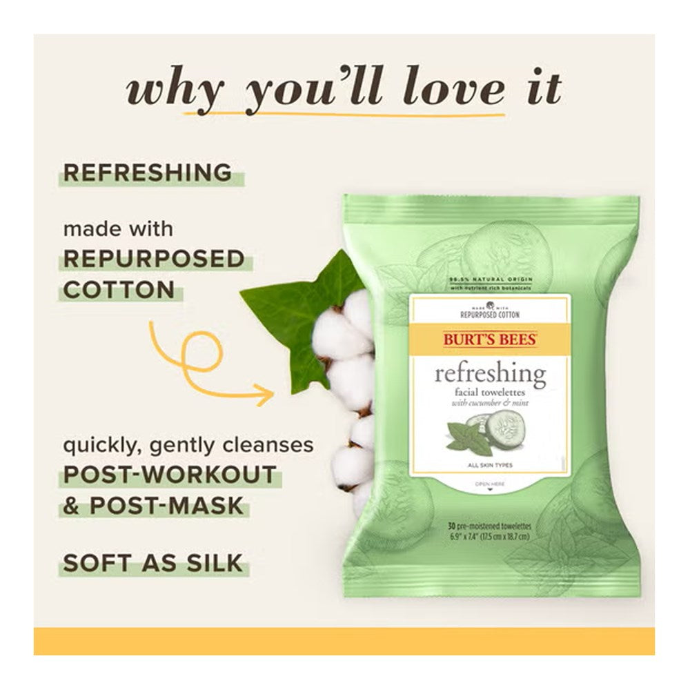 BURT'S BEES Refreshing Facial Towelettes (30ct)