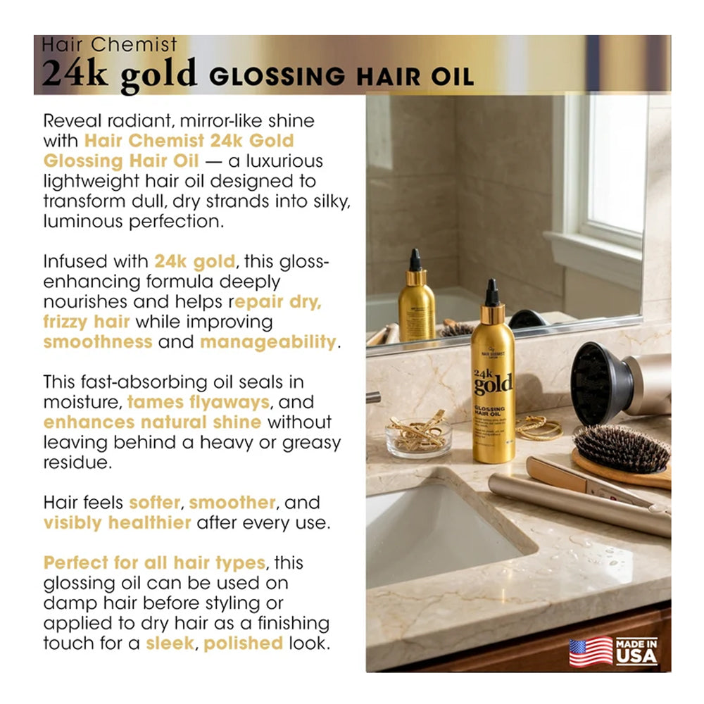 HAIR CHEMIST LIMITED 24k Gold Glossing Hair Oil (8 oz)
