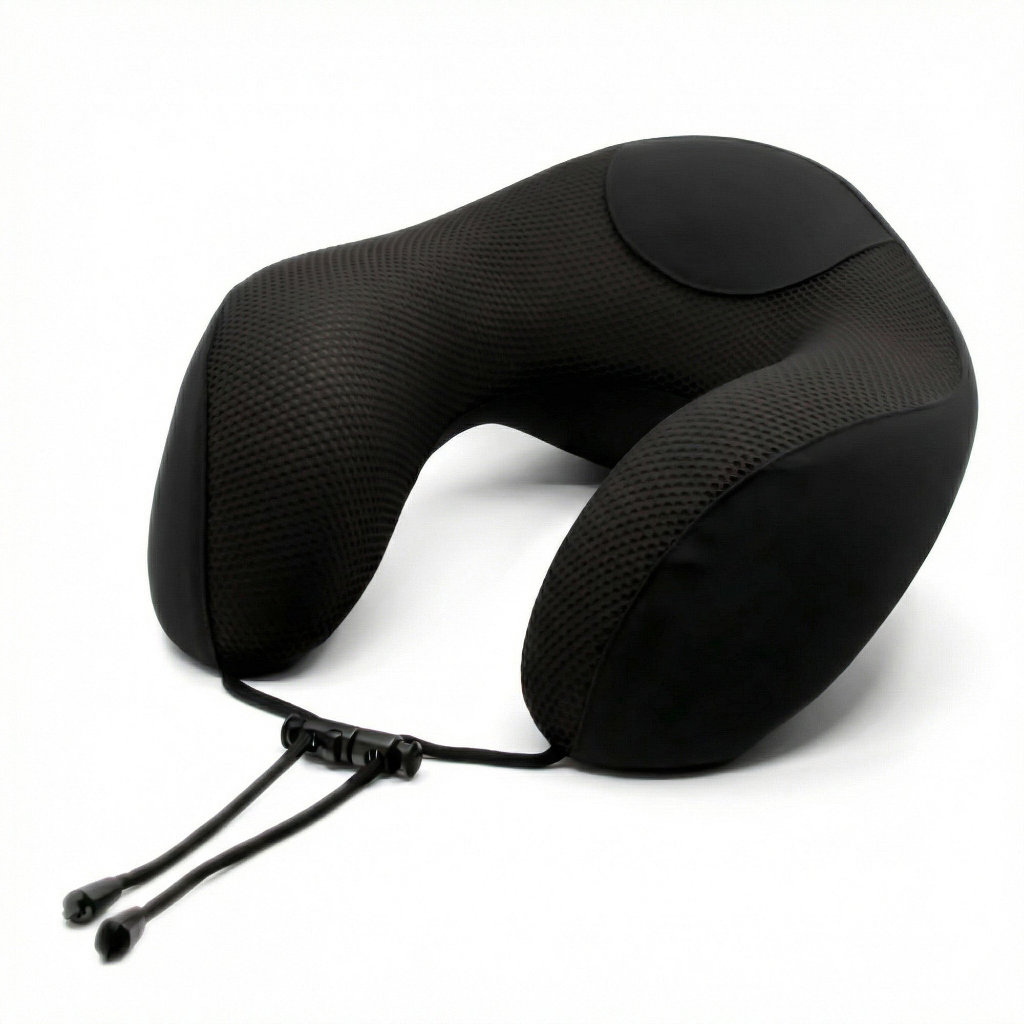 Black travel neck pillow on a white background