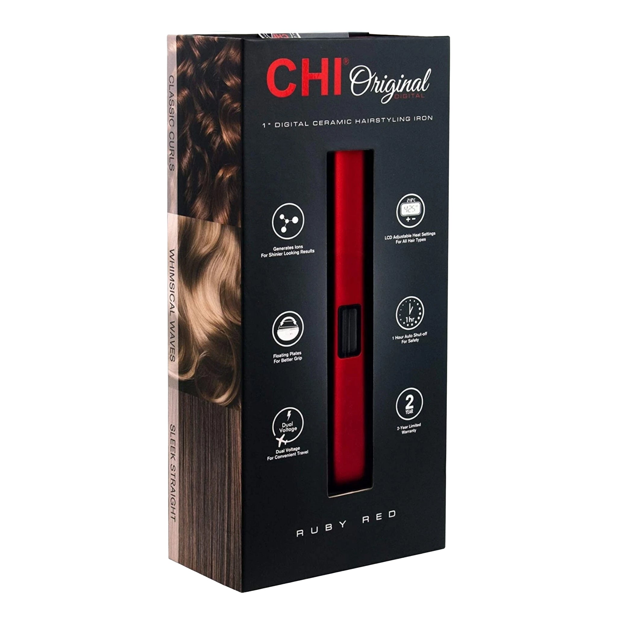 CHI Original Digital Ceramic Hairstyling Iron 1 Inch - Ruby Red