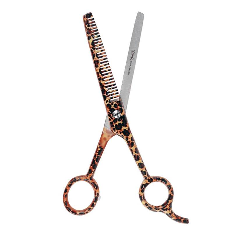 ANNIE Premium Stainless Steel Straight Hair Shears [Leopard Pattern]