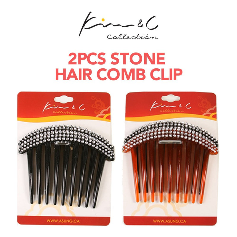 KIM & C 2pcs Stone Hair Comb Clip