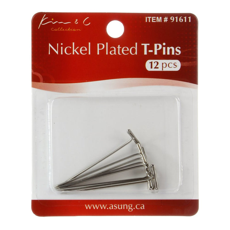 KIM & C 12pcs Nickel Plated T-pins (2inch)