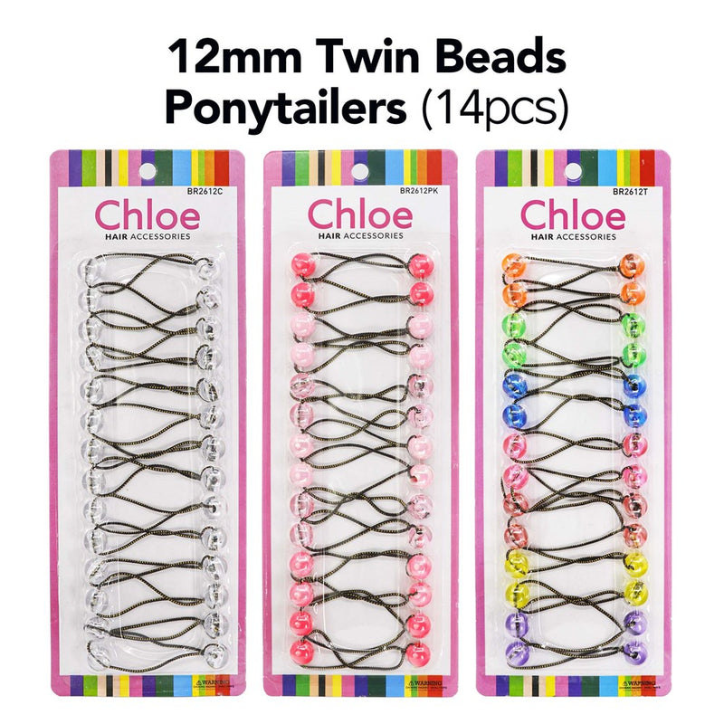 CHLOE 12mm Twin Beads Ponytailers (14pcs)