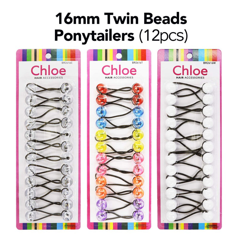 CHLOE 16mm Twin Beads Ponytailers (12pcs)
