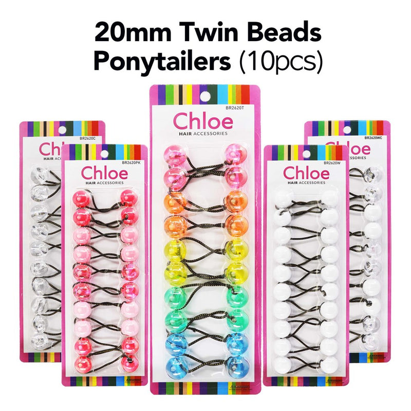 CHLOE 20mm Twin Beads Ponytailers (10pcs)