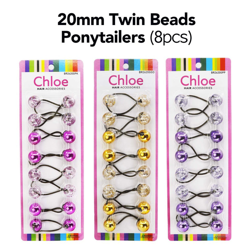 CHLOE 20mm Twin Beads Ponytailers (8pcs)
