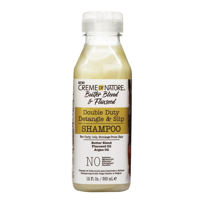 CREME OF NATURE Butter Blend & Flaxseed Double Duty Detangle & Slip Shampoo (12oz)