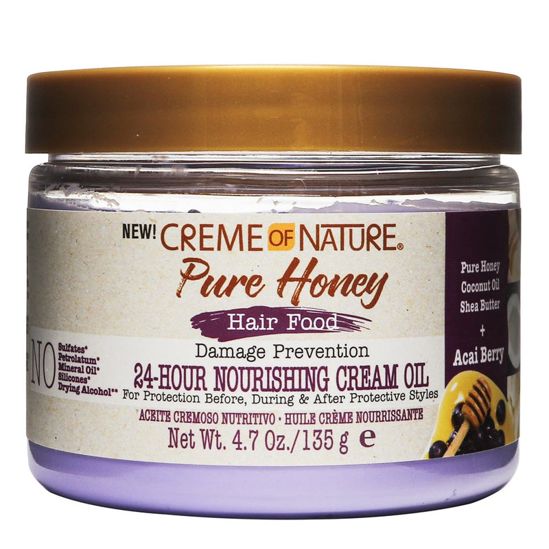 CREME OF NATURE Pure Honey Hair Food Acai Berry 24 Hour Nourishing Cream Oil (4.7oz)