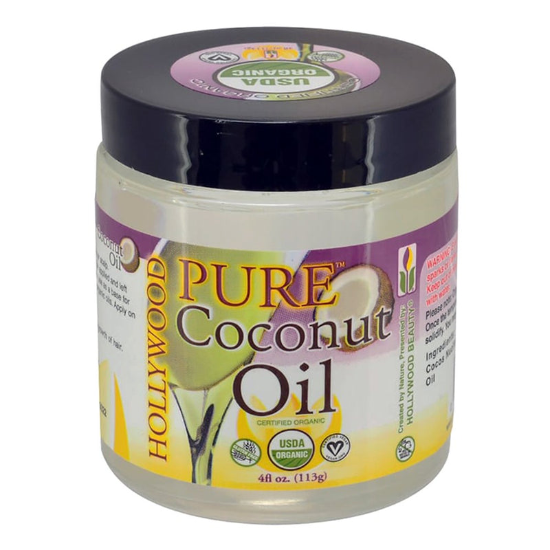 HOLLYWOOD BEAUTY PURE Certified Organic Coconut Oil (4oz)