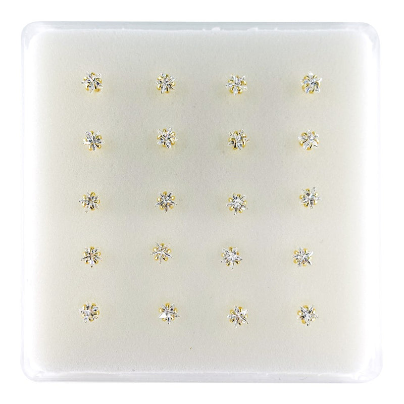 INTERVISION 925 Silver Nose Stud with Cubic Zirconia, no tip, 3mm  19009-9AST (20pcs)