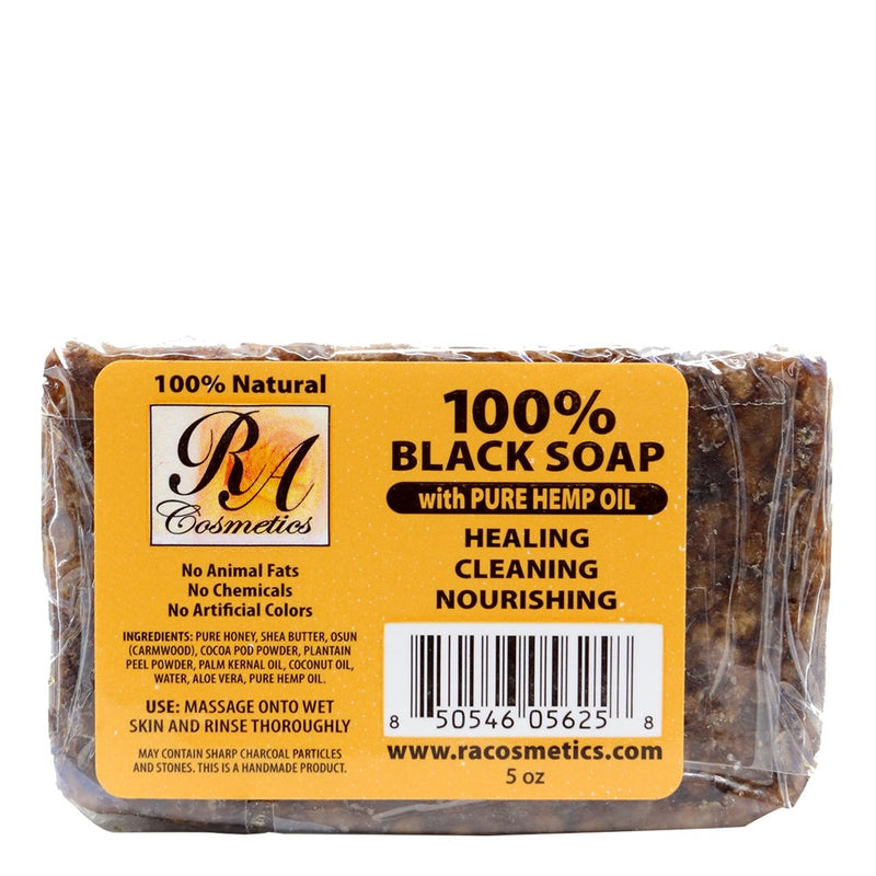 RA COSMETICS 100% Black Soap with Pure Hemp Oil (5oz)