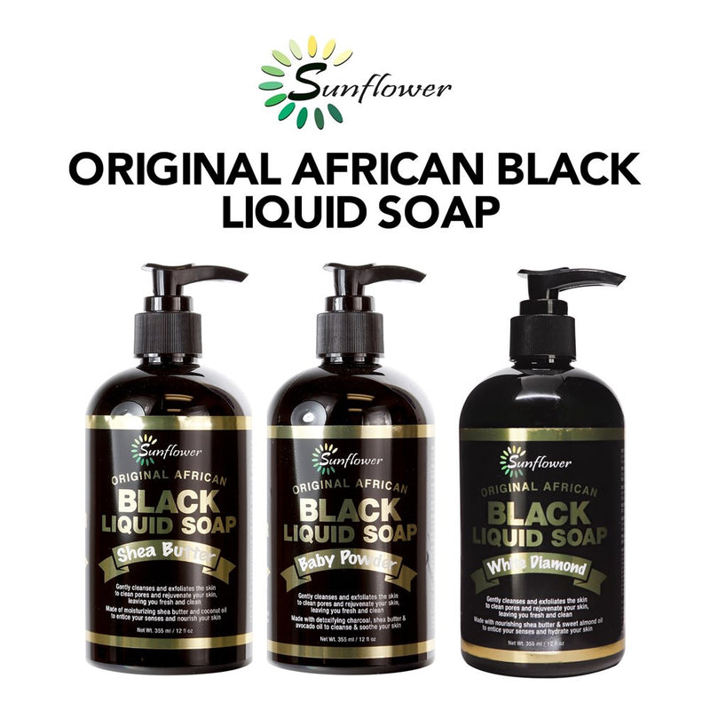 SUNFLOWER Original African Black Liquid Soap (12oz)